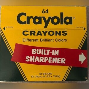 Vintage NIB 64 Crayola Crayons With Sharpener UNUSED & Retired Colors!